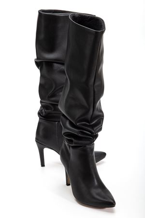 SYT-2003  Siyah Körüklü İnce Topuklu Günlük Bayan Çizme