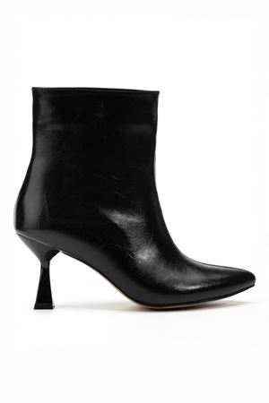 4701 Siyah Kırışık Rugan Kare Topuk Günlük Kadın Bot  