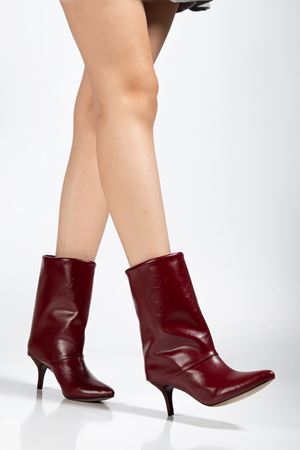 4806 Bordo Kırışık Rugan Yakalı Günlük Kadın Bot 