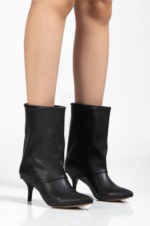 4806 Siyah Cilt Yakalı Günlük Kadın Bot  