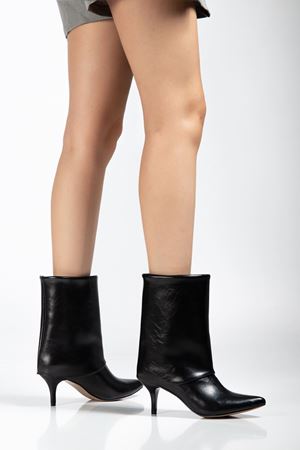 4806 Siyah Kırışık Rugan Yakalı Günlük Kadın Bot  