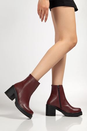 767-3020 Beige Zipper Thick Heels Casual Women's Boots