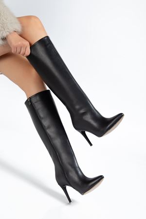 S-2007 Siyah fermuarlı Günlük Bayan Çizme