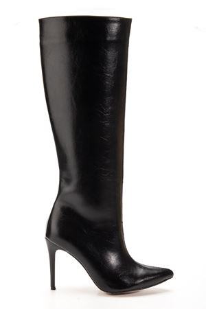 S-2007 Siyah Kırışık Fermuarlı Günlük Bayan Çizme