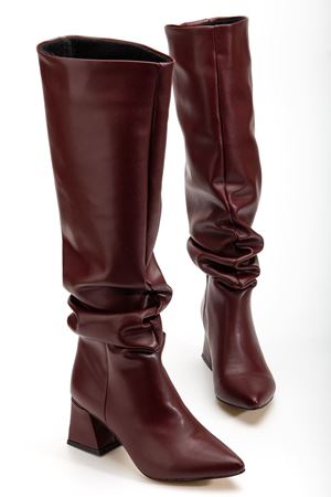 SYT-2002 Black Suede Bellows Thick Heels Casual Women's Boots