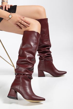 SYT-2002 Black Suede Bellows Thick Heels Casual Women's Boots