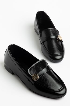 6325 Black Mesh Hard Hat Buckle Detailed Casual Women's Ballet Flats