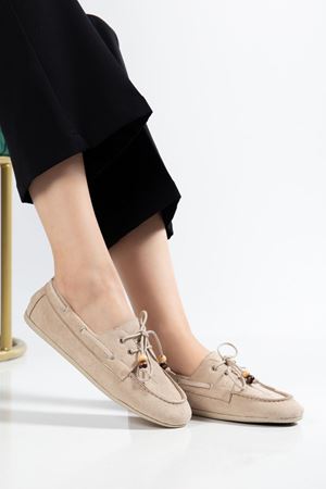 PS-100 Navy Blue Suede Tassel Casual Women's Ballet Flats