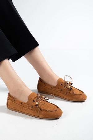 PS-100 Navy Blue Suede Tassel Casual Women's Ballet Flats