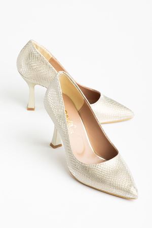 725 Gold Sequin Patterned Pointed-toe Heeled Women's Shoes