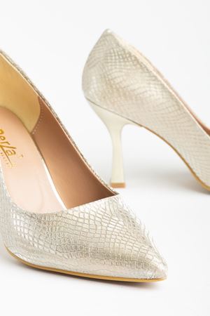 725 Gold Sequin Patterned Pointed-toe Heeled Women's Shoes