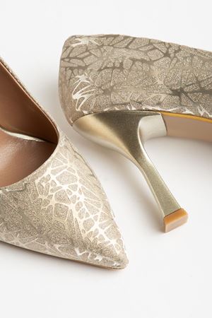 725 Gold Sequin Patterned Pointed-toe Heeled Women's Shoes