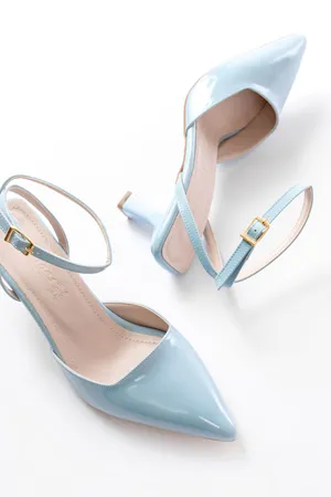 ST-004 Bebe Mavi Rugan Günlük 7 cm Topuklu Bayan Ayakkabı  - kopya
