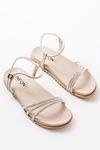 1001-1100 Beige Silver Stone Casual Women's Sandals