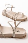 1001-1100 Beige Silver Stone Casual Women's Sandals