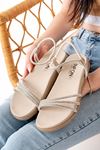 1001-1100 Beige Silver Stone Casual Women's Sandals
