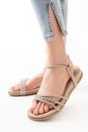 1001-1100 Beige Silver Stone Casual Women's Sandals