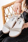 1001-1100 White Silver Stone Casual Women's Sandals
