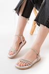 1001-1100 White Silver Stone Casual Women's Sandals
