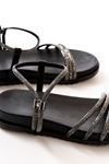 1001-1100 Black Platinum Stone Casual Women's Sandals