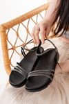 1001-1100 Black Platinum Stone Casual Women's Sandals