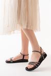 1001-1100 Black Platinum Stone Casual Women's Sandals