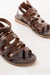 205-041 Dark Brown Orthopedic Genuine Leather Women Sandals