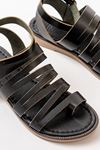 205-041 Black Orthopedic Genuine Leather Women's Sandals