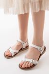 205-091 White Orthopedic Genuine Leather Women's Sandals