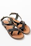 205-09 Black Orthopedic Genuine Leather Women's Sandals