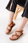 205-09 Tan Orthopedic Genuine Leather Women's Sandals