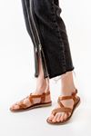 205-09 Tan Orthopedic Genuine Leather Women's Sandals
