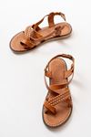 205-09 Tan Orthopedic Genuine Leather Women's Sandals