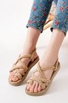 402 Beige Straw Women's Sandals
