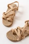 402 Beige Straw Women's Sandals