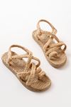 402 Beige Straw Women's Sandals