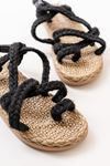 402 Black Straw Women's Sandals