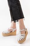 684-02 White Orthopedic Genuine Leather Padding Women's Sandals
