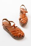 684-02 Tan Orthopedic Genuine Leather Padding Women's Sandals