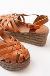 684-02 Tan Orthopedic Genuine Leather Padding Women's Sandals