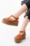 684-02 Tan Orthopedic Genuine Leather Padding Women's Sandals