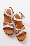 730-015 White Garni Orthopedic Genuine Leather Padding Women's Sandals
