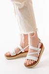 730-152 White Orthopedic Genuine Leather Padding Women Sandals