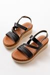 730-152 Black Orthopedic Genuine Leather Padding Women Sandals