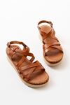 730-153 Tan Orthopedic Genuine Leather Padding Women's Sandals