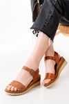 731-07 Tan Orthopedic Genuine Leather Padding Women's Sandals