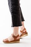 731-07 Tan Orthopedic Genuine Leather Padding Women's Sandals
