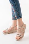 841-841 Beige Elasticated Women's Casual Sandals