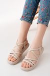 841-841 Beige Elasticated Women's Casual Sandals
