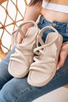 841-841 Beige Elasticated Women's Casual Sandals